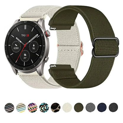 Amazfit Balance, GTR, GTS & Bip Patterned Stretch Nylon Band, Slider BandsCo Straps