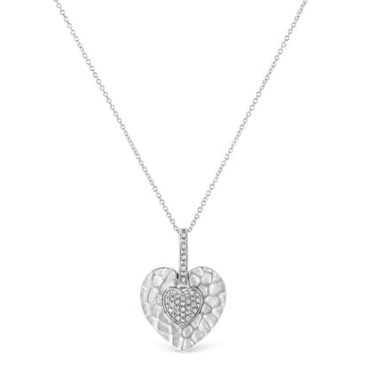 .925 Sterling Silver Pave-Set Diamond Accent Heart Shape 18" Pendant Necklace (I-J Color, I1-I2 Clarity) Bids.com