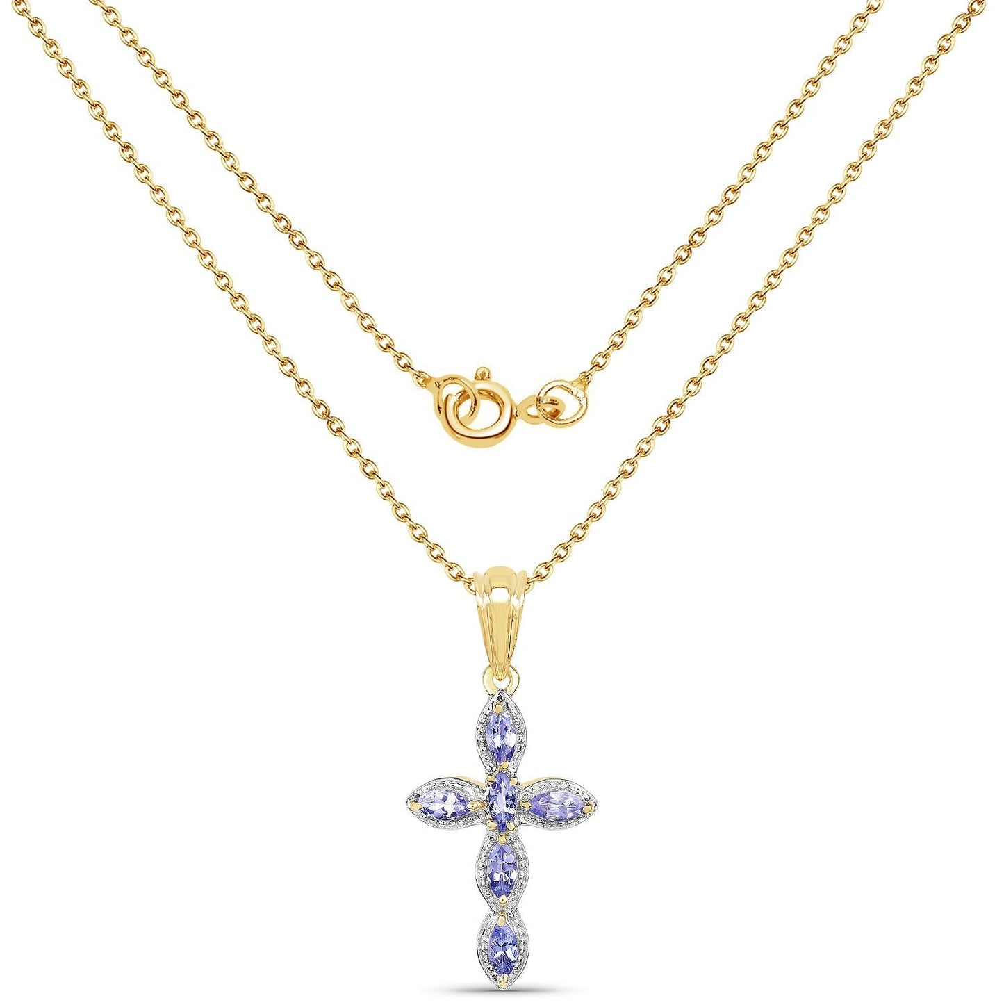 14K Yellow Gold Plated 0.84 Carat Genuine Tanzanite .925 Sterling Silver Pendant Bids.com