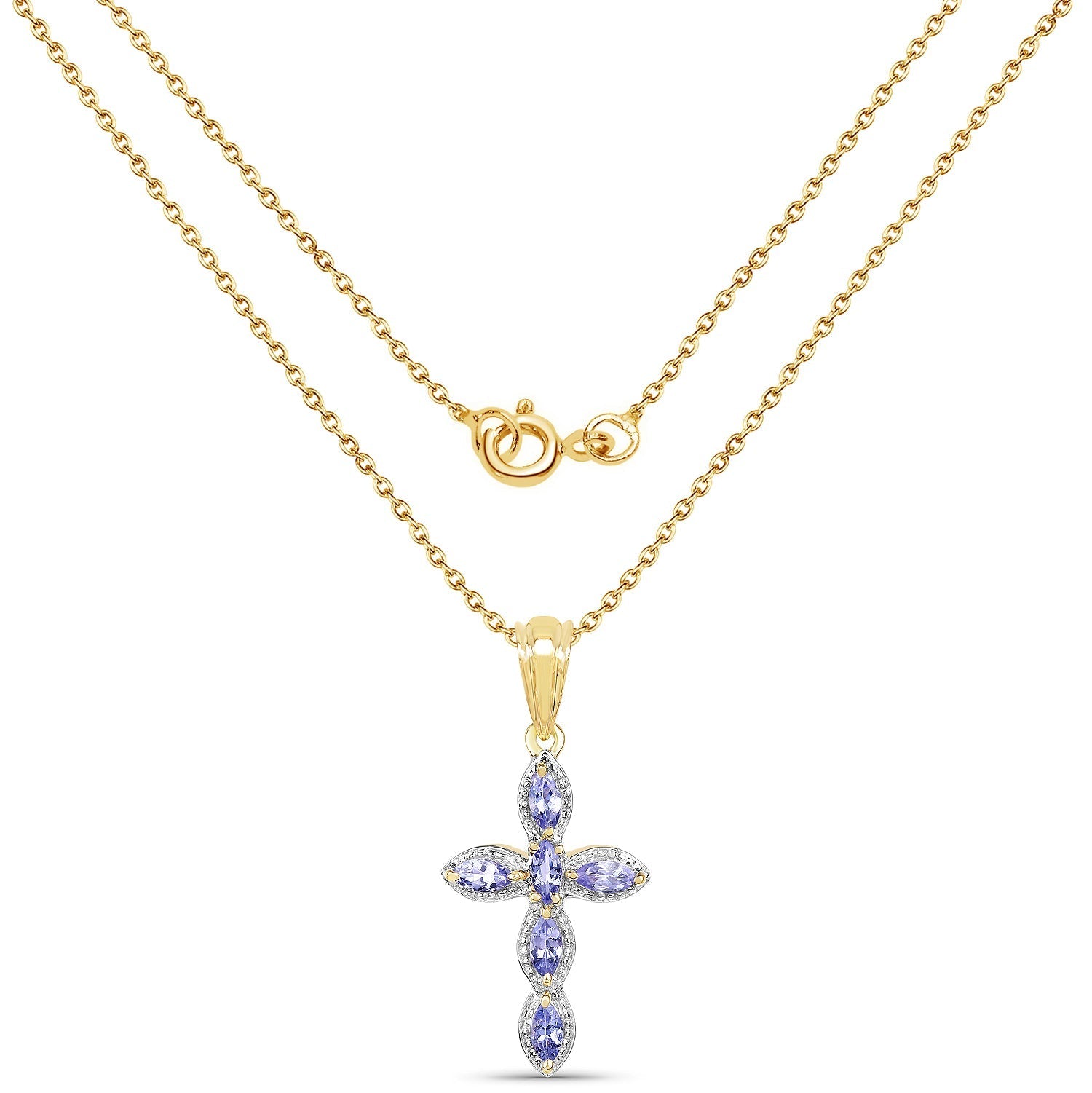 14K Yellow Gold Plated 0.84 Carat Genuine Tanzanite .925 Sterling Silver Pendant Bids.com