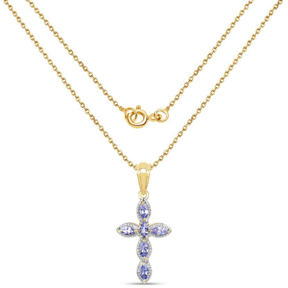 14K Yellow Gold Plated 0.84 Carat Genuine Tanzanite .925 Sterling Silver Pendant Bids.com