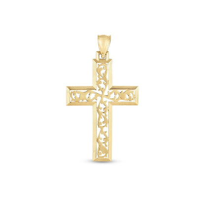 14k Yellow Gold High Polish Vine Cross Pendant Bids.com