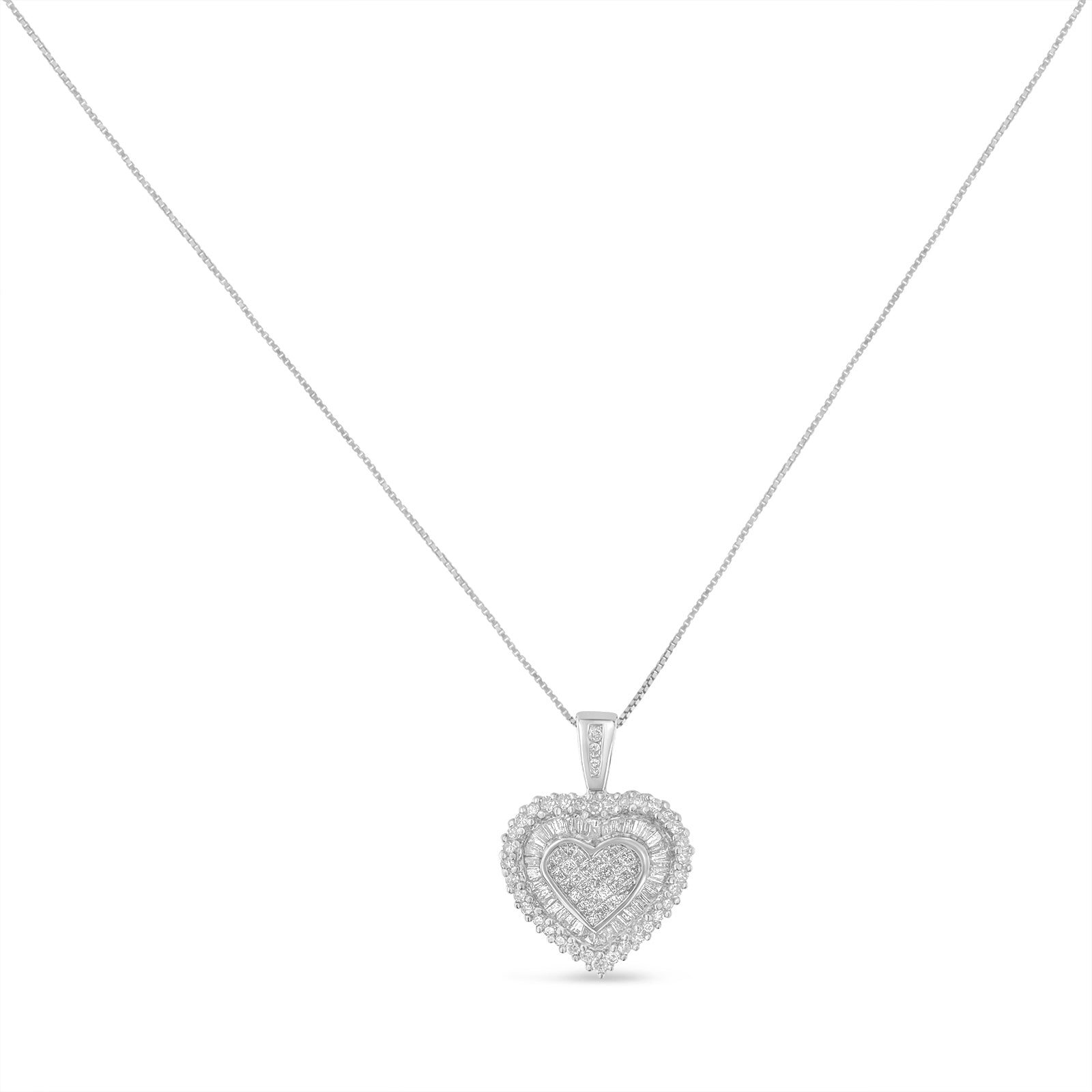 10K White Gold 1 cttw Multi Cut 1 cttw Diamond Heart Pendant Necklace (H-I, I1-I2) Bids.com
