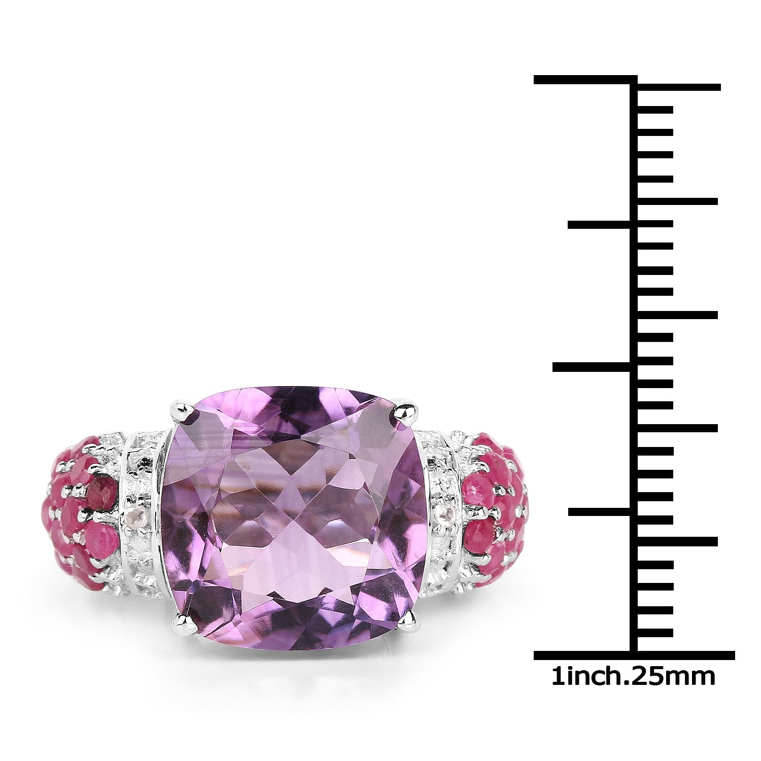 6.55 Carat Genuine Amethyst, Ruby and White Topaz .925 Sterling Silver Ring Bids.com