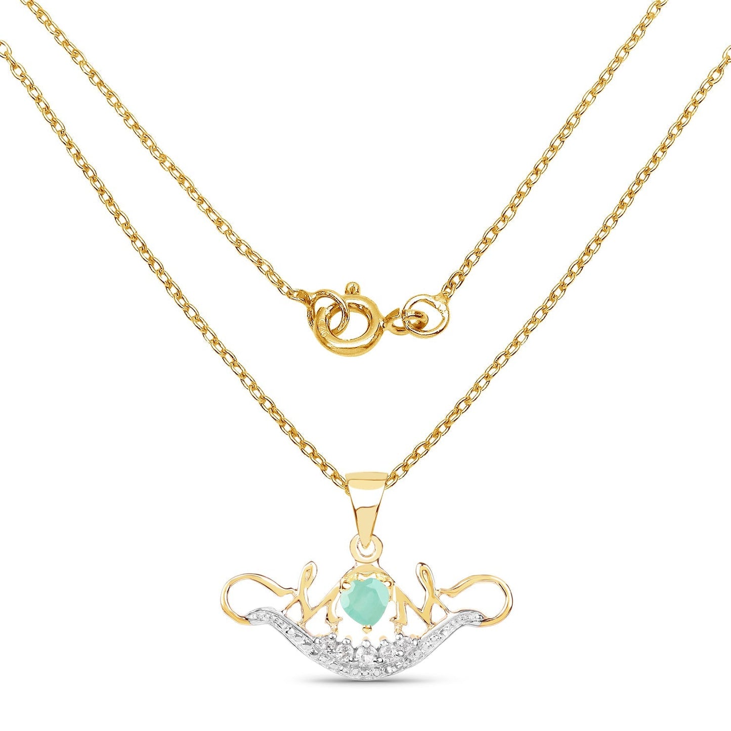 14K Yellow Gold Plated 0.62 Carat Genuine Emerald and White Topaz .925 Sterling Silver Pendant Bids.com