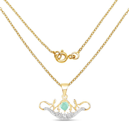 14K Yellow Gold Plated 0.62 Carat Genuine Emerald and White Topaz .925 Sterling Silver Pendant Bids.com