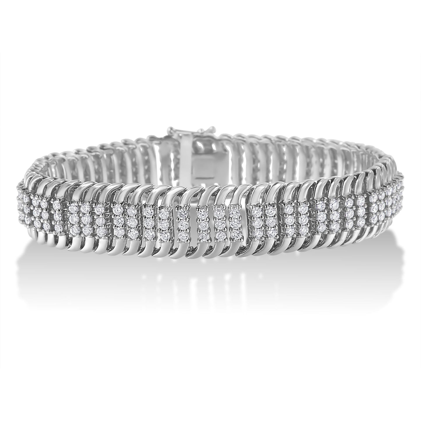14K White Gold 5.0 Cttw Round Brilliant Cut Diamond 7" S Wave Serpentine Tennis Bracelet (H-I Color, I1-I2 Clarity) Bids.com