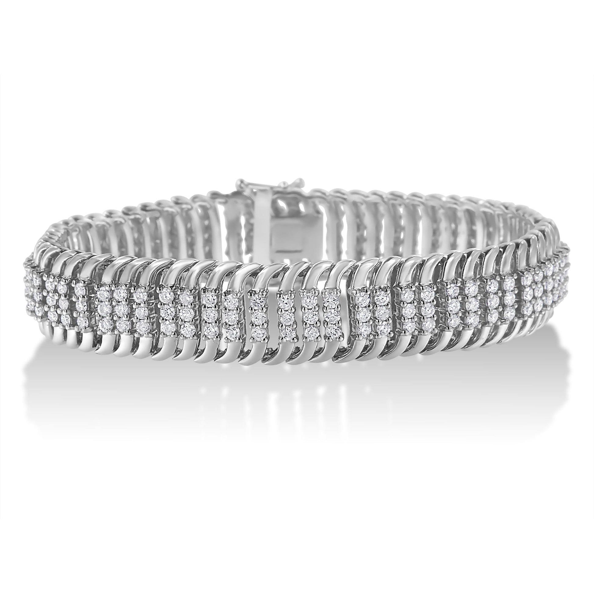 14K White Gold 5.0 Cttw Round Brilliant Cut Diamond 7" S Wave Serpentine Tennis Bracelet (H-I Color, I1-I2 Clarity) Bids.com
