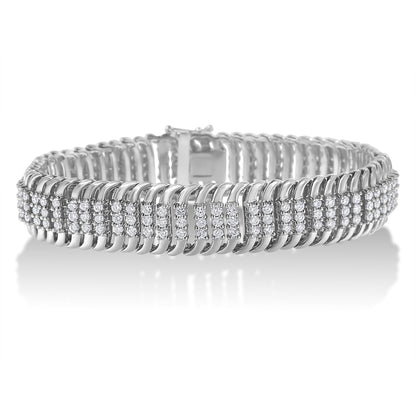 14K White Gold 5.0 Cttw Round Brilliant Cut Diamond 7" S Wave Serpentine Tennis Bracelet (H-I Color, I1-I2 Clarity) Bids.com