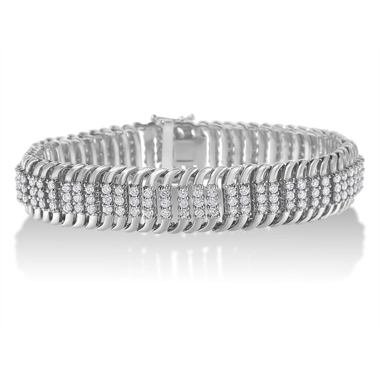 14K White Gold 5.0 Cttw Round Brilliant Cut Diamond 7" S Wave Serpentine Tennis Bracelet (H-I Color, I1-I2 Clarity) Bids.com