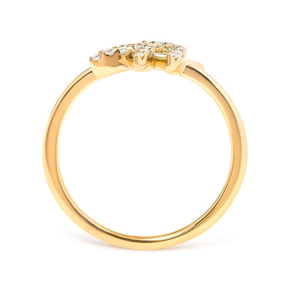 10K Yellow Gold 1/10 Cttw Diamond Leaf and Branch Ring (H-I Color, I1-I2 Clarity) - Ring Size 7 Bids.com