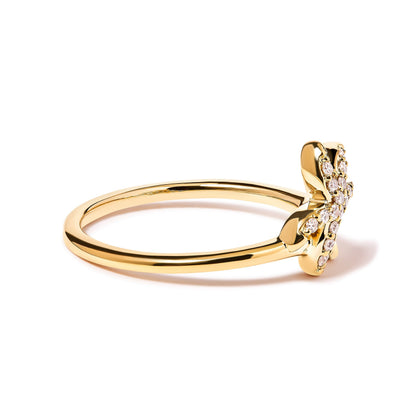 10K Yellow Gold 1/10 Cttw Diamond  Palm Tree Statement Ring (H-I Color, I1-I2 Clarity) - Ring Size 7 Bids.com