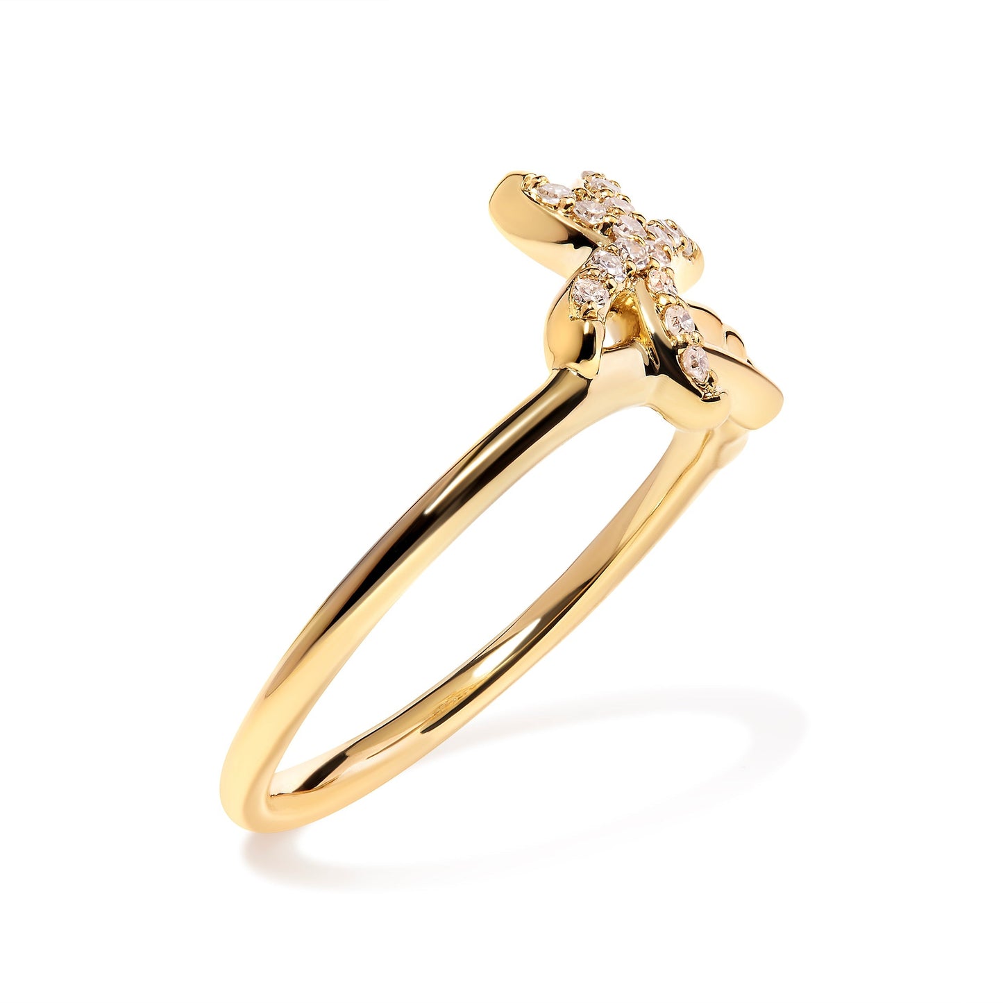 10K Yellow Gold 1/10 Cttw Diamond  Palm Tree Statement Ring (H-I Color, I1-I2 Clarity) - Ring Size 7 Bids.com