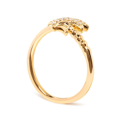10K Yellow Gold 1/10 Cttw Diamond  Palm Tree Statement Ring (H-I Color, I1-I2 Clarity) - Ring Size 7 Bids.com
