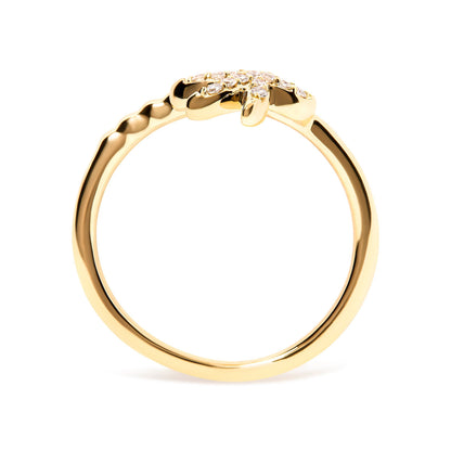 10K Yellow Gold 1/10 Cttw Diamond  Palm Tree Statement Ring (H-I Color, I1-I2 Clarity) - Ring Size 7 Bids.com