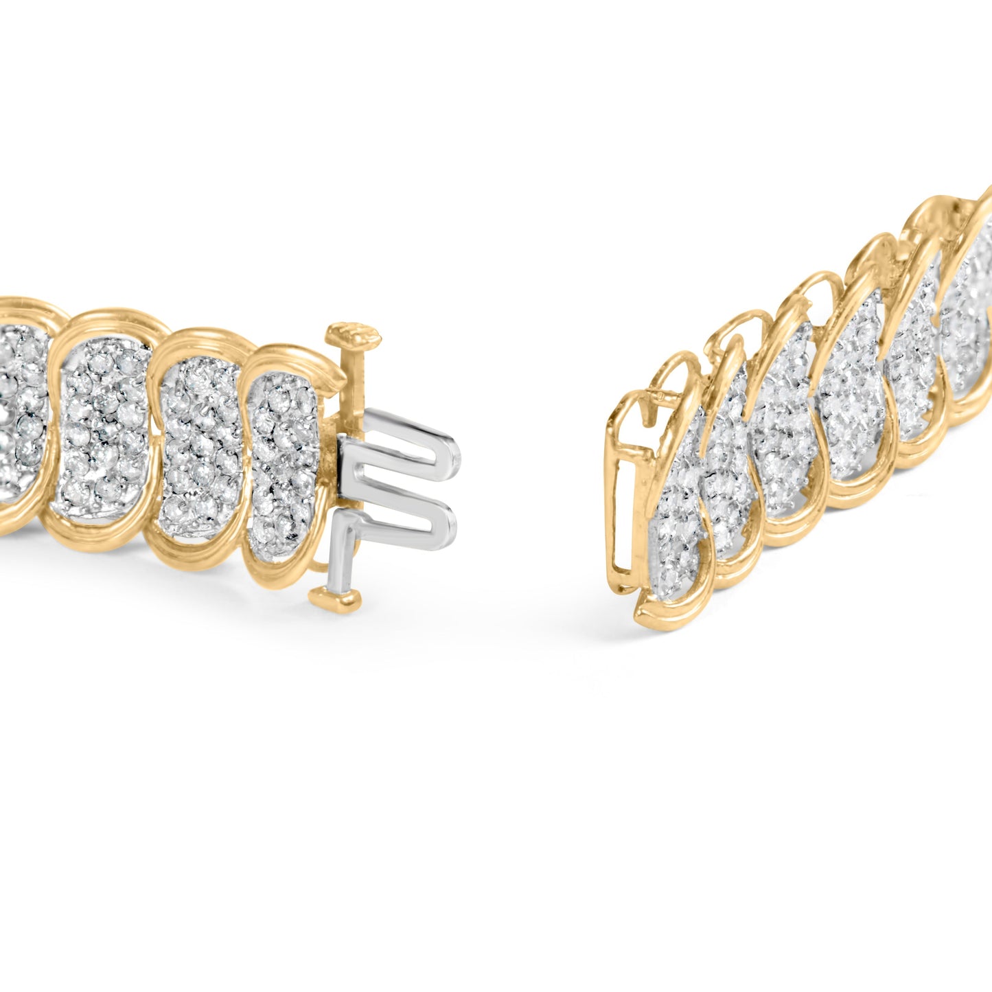 10k Yellow Gold 5.00 Cttw Diamond Oval Banded Link Bracelet (I-J Color, I1-I2 Clarity) - 7" Inches Bids.com