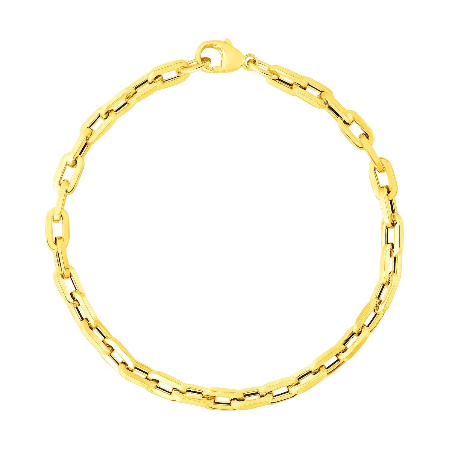 14k Yellow Gold 7 1/2 inch Paperclip Chain Bracelet with Three Diamond Links Bids.com