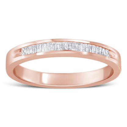 10K Rose Gold over .925 Sterling Silver 1/5 Cttw Diamond Channel-Set Stackable Band Ring (H-I Color, I1-I2 Clarity) - Size 6 3/4 Bids.com
