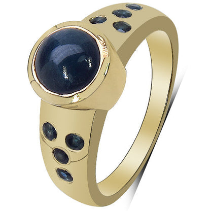 14K Yellow Gold Plated 1.87 Carat Genuine Blue Sapphire & White Diamond .925 Sterling Silver Ring Bids.com