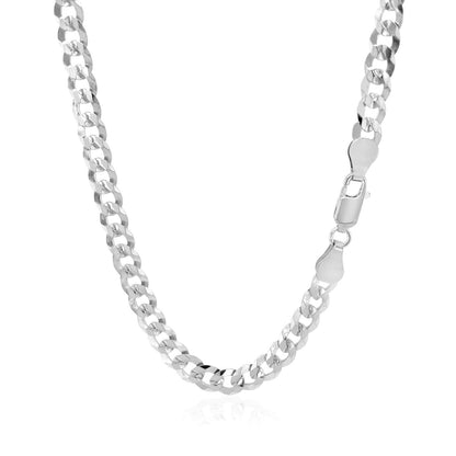 Rhodium Plated 5.6mm Sterling Silver Curb Style Chain Bids.com