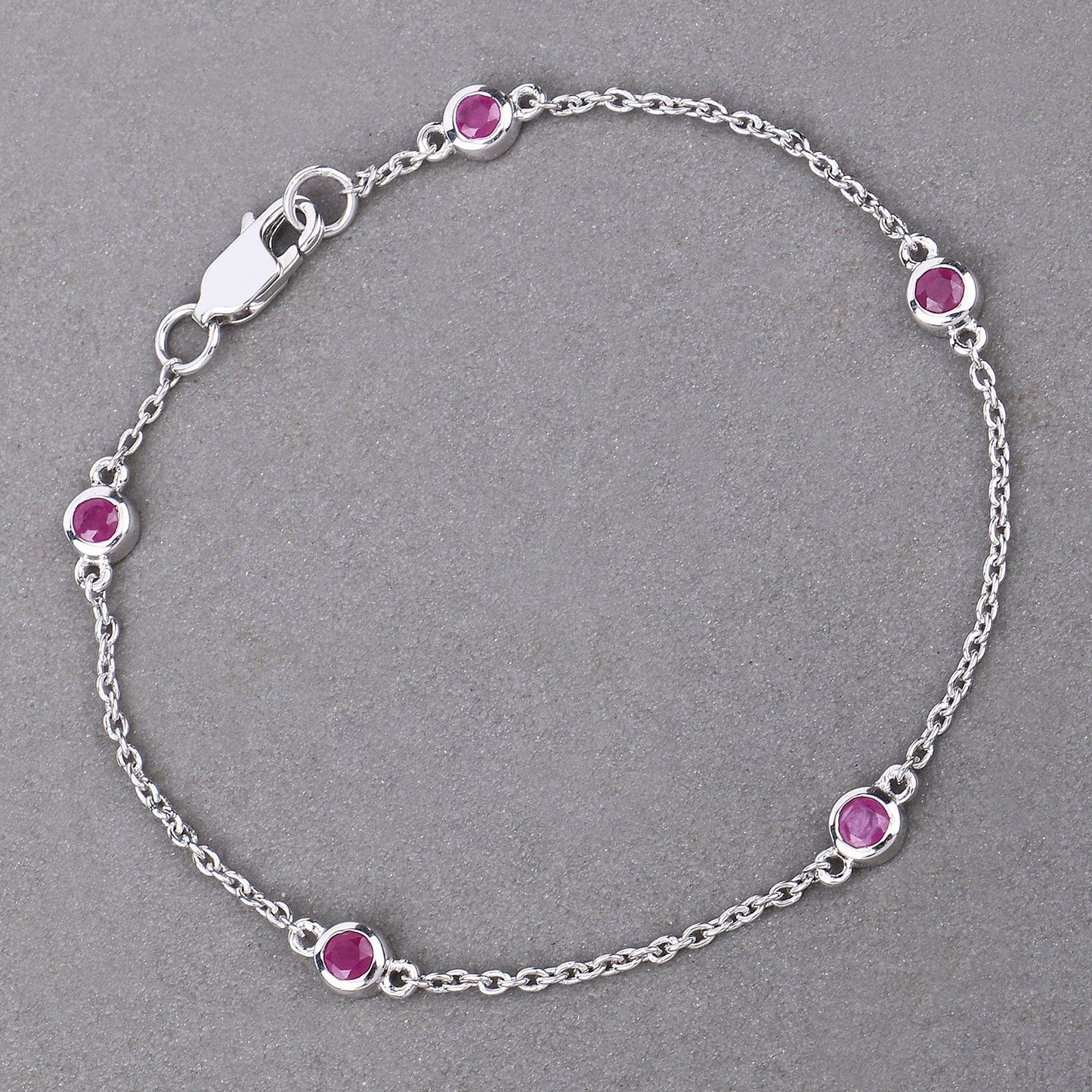 0.65 Carat Genuine Ruby .925 Sterling Silver Bracelet Bids.com