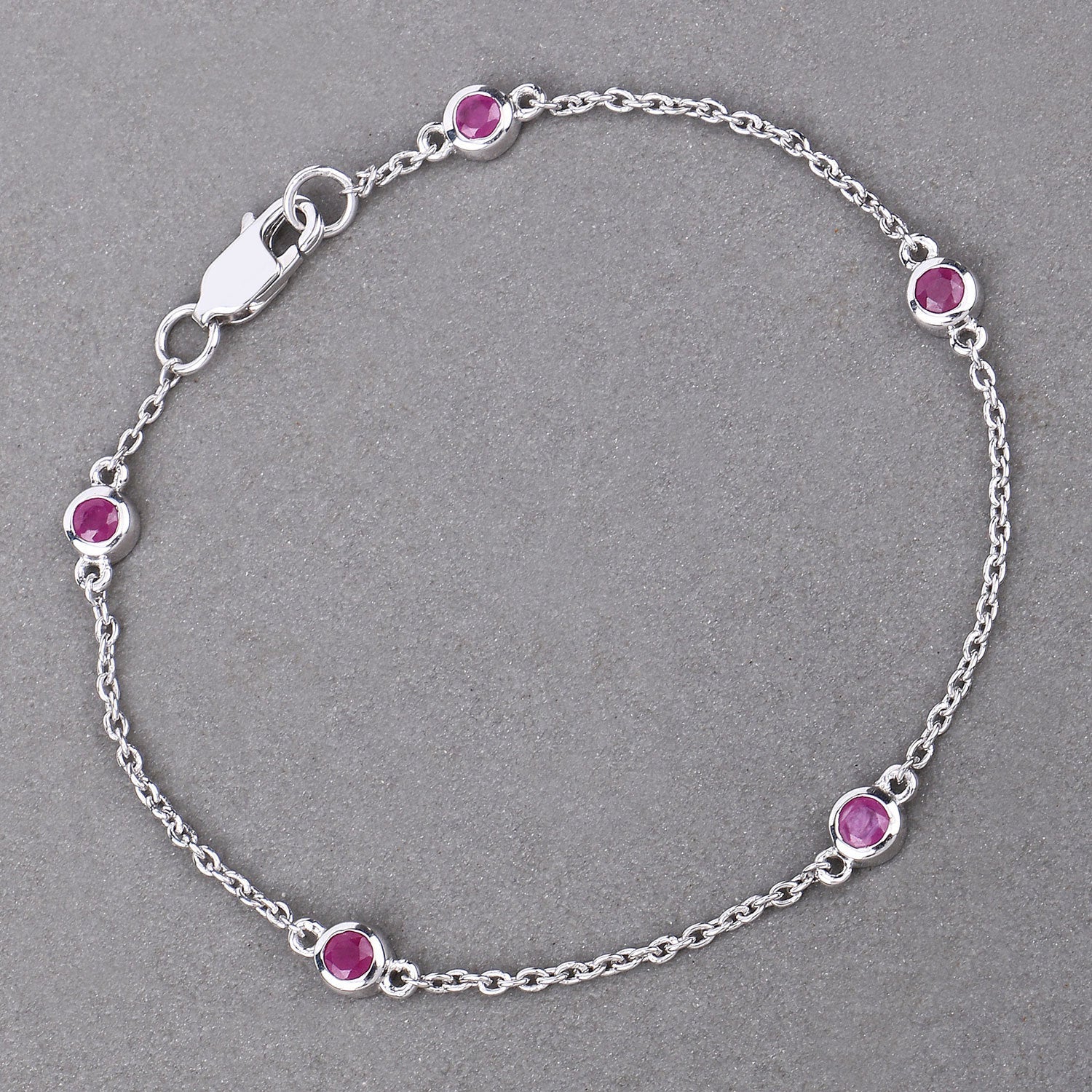 0.65 Carat Genuine Ruby .925 Sterling Silver Bracelet Bids.com