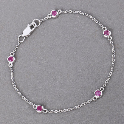 0.65 Carat Genuine Ruby .925 Sterling Silver Bracelet Bids.com