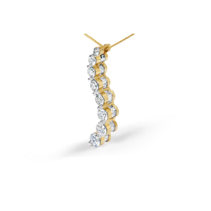 AGS Certified 14K Yellow Gold 3.0 Cttw Baguette and Brilliant Round-Cut Diamond Journey 18" Pendant Necklace (G-H Color, SI2-I1 Clarity) Bids.com