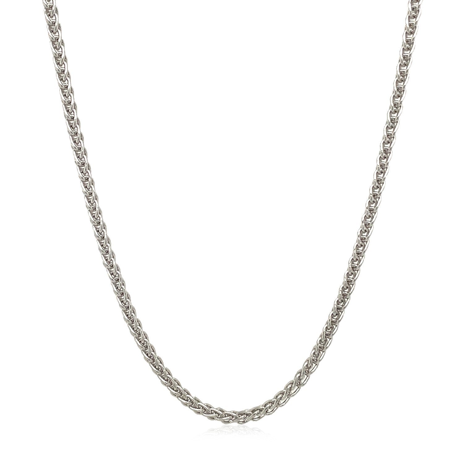 2.1mm 14k White Gold Round Wheat Chain Bids.com