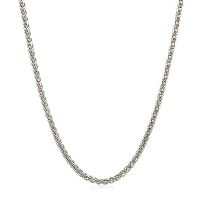 2.1mm 14k White Gold Round Wheat Chain Bids.com