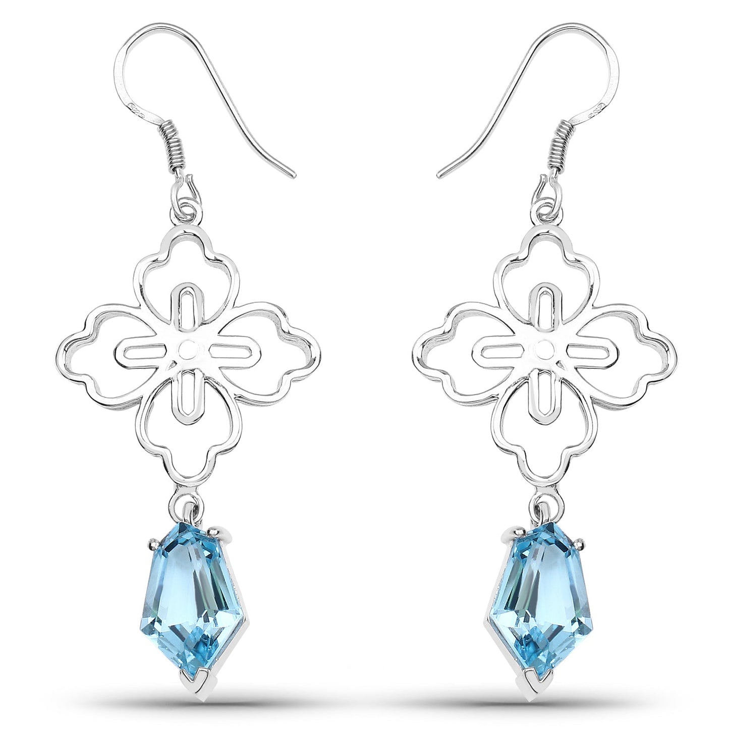 12.14 Carat Genuine Swiss Blue Topaz .925 Sterling Silver Earrings Bids.com