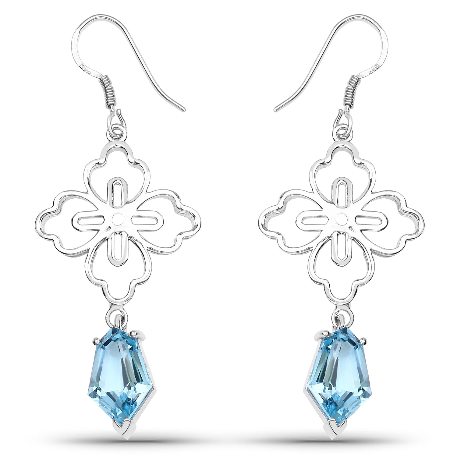 12.14 Carat Genuine Swiss Blue Topaz .925 Sterling Silver Earrings Bids.com
