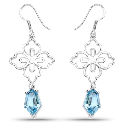 12.14 Carat Genuine Swiss Blue Topaz .925 Sterling Silver Earrings Bids.com