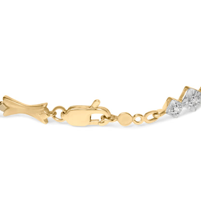 10k Gold 1/3 Cttw Diamond Miracle Set Alternating Bar and Link Bracelet (I-J Color, I1-I2 Clarity) - 7.75" Inches Bids.com