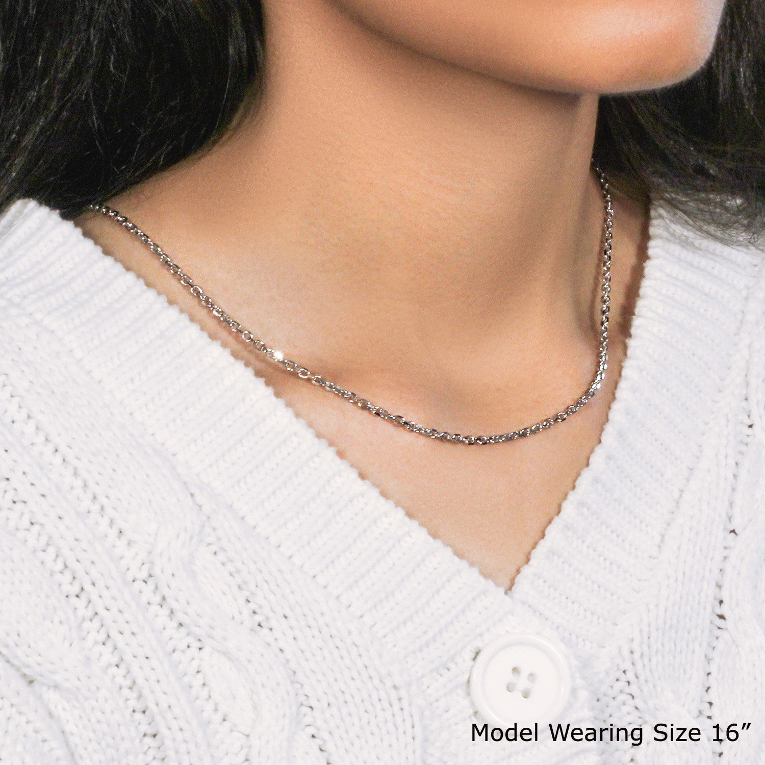 14k White Gold Diamond Cut Cable Link Chain (2.60 mm) Bids.com