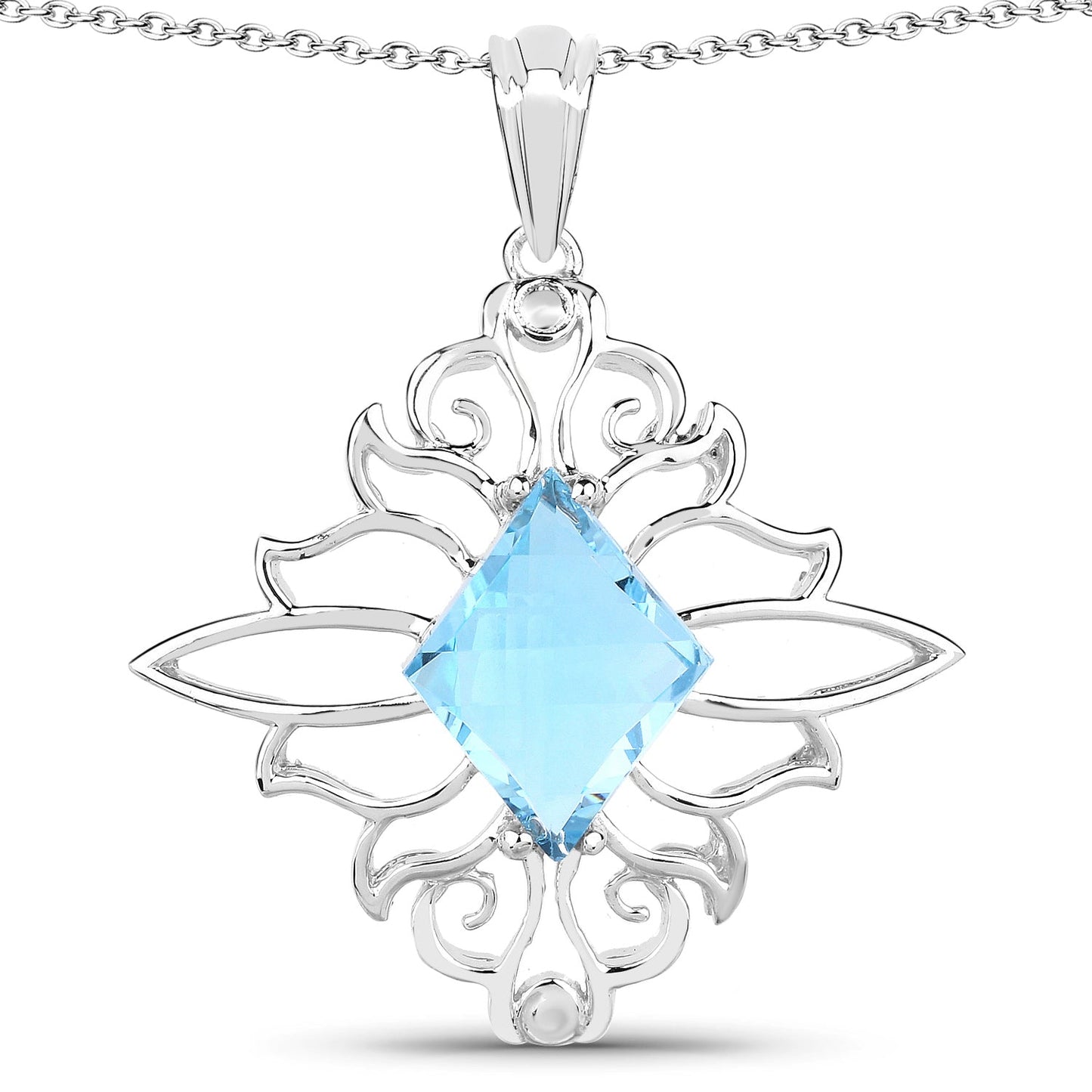 5.15 Carat Genuine Swiss Blue Topaz .925 Sterling Silver Pendant Bids.com