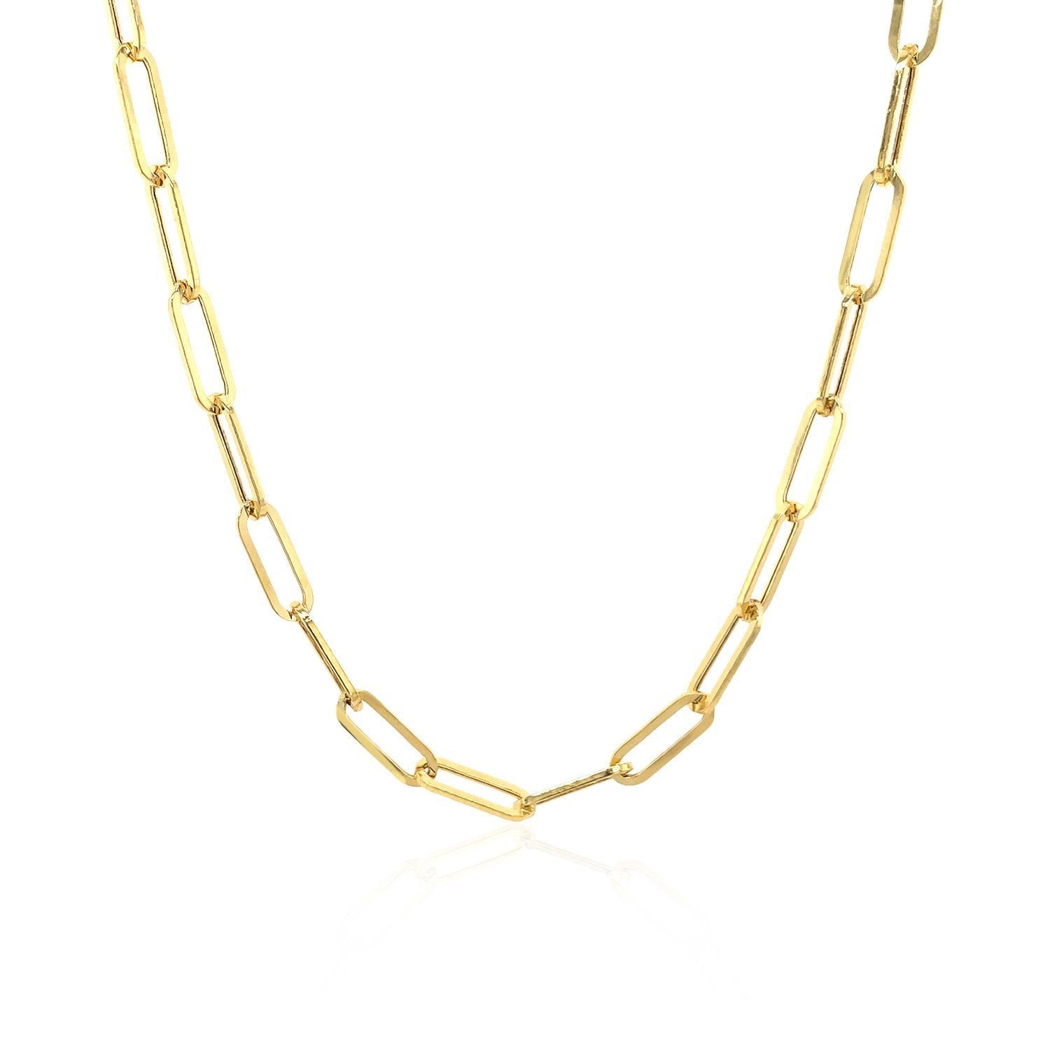 14K Yellow Gold Wide Paperclip Chain (3.3mm) Bids.com