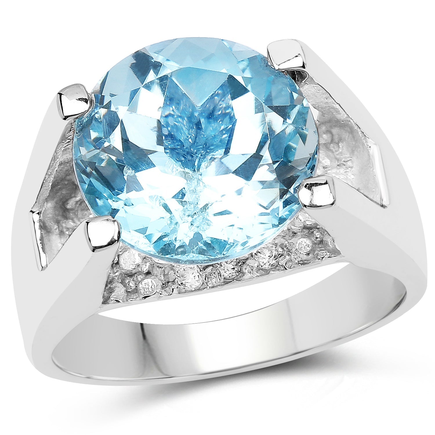 7.21 Carat Genuine Blue Topaz and White Cubic Zirconia .925 Sterling Silver Ring Bids.com