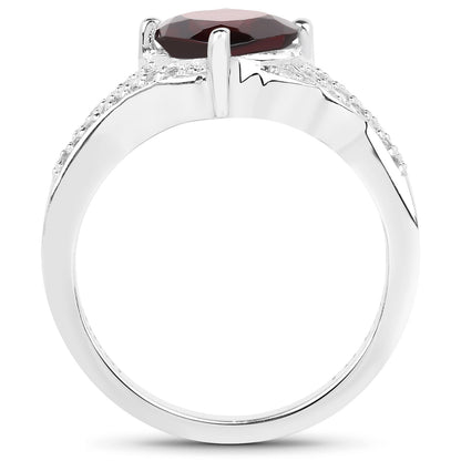 1.67 Carat Genuine Garnet and White Topaz .925 Sterling Silver Ring Bids.com