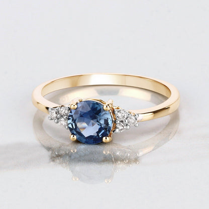 1.08 Carat Genuine Blue Sapphire and White Diamond 14K Yellow Gold Ring Bids.com