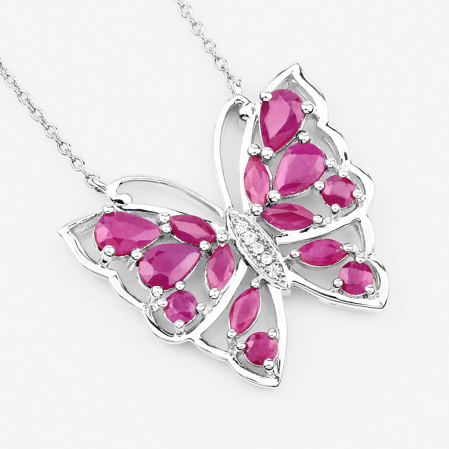 2.88 Carat Genuine Ruby and White Zircon .925 Sterling Silver Necklace Bids.com