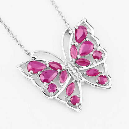 2.88 Carat Genuine Ruby and White Zircon .925 Sterling Silver Necklace Bids.com