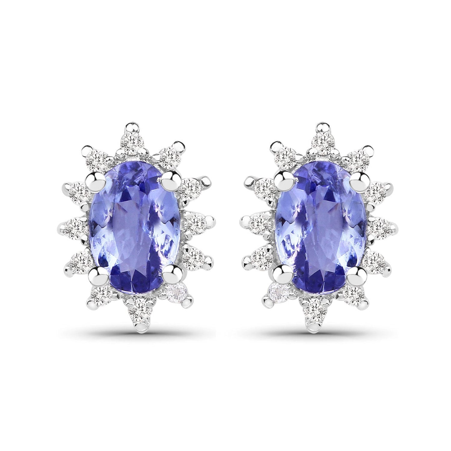 2.00 Carat Genuine Tanzanite and White Topaz .925 Sterling Silver Jewelry Set Bids.com