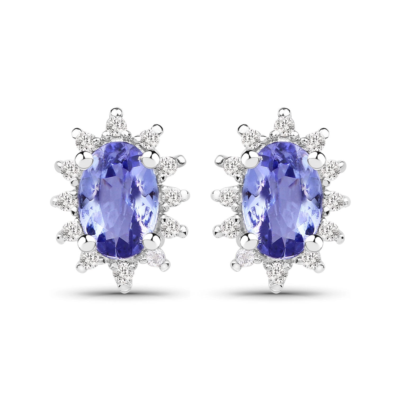 2.00 Carat Genuine Tanzanite and White Topaz .925 Sterling Silver Jewelry Set Bids.com