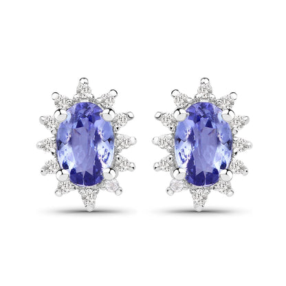 2.00 Carat Genuine Tanzanite and White Topaz .925 Sterling Silver Jewelry Set Bids.com