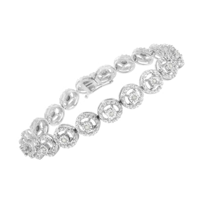 .925 Sterling Silver 1/2 Cttw Diamond Nested Circle Miracle Set Open Wheel 7" Fashion Link Bracelet (I-J Color, I3 Clarity) Bids.com