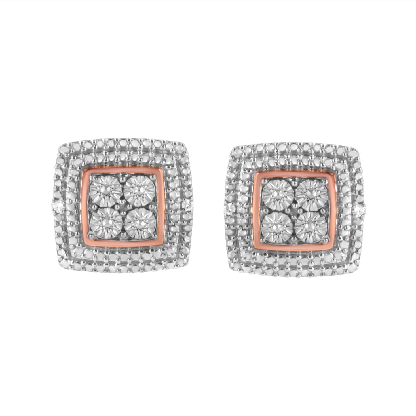 10K Yellow, White, and Rose Gold Plated Sterling Silver Diamond Accent Earrings (I-J Clarity, I3 Color) Bids.com