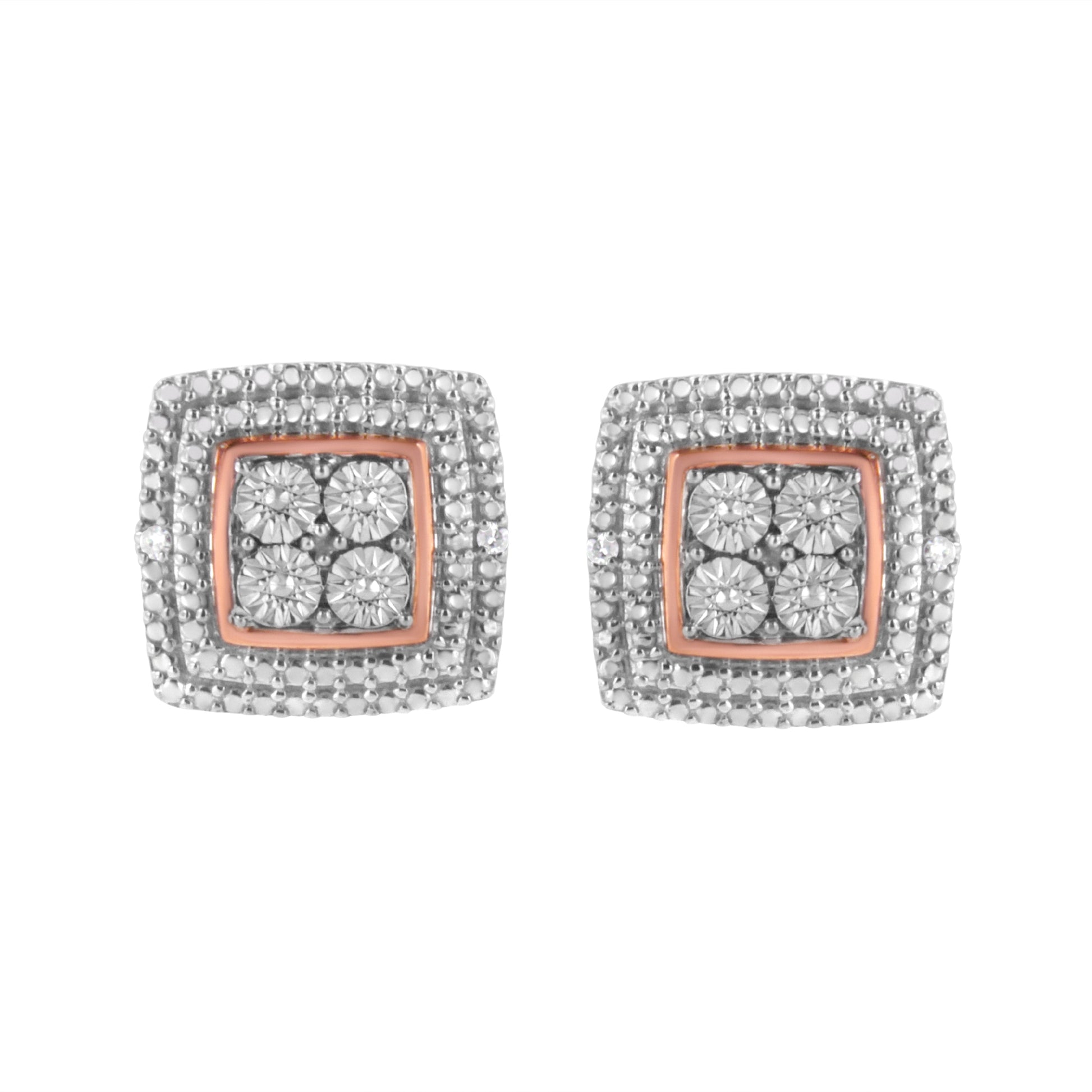 10K Yellow, White, and Rose Gold Plated Sterling Silver Diamond Accent Earrings (I-J Clarity, I3 Color) Bids.com