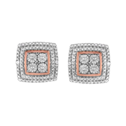 10K Yellow, White, and Rose Gold Plated Sterling Silver Diamond Accent Earrings (I-J Clarity, I3 Color) Bids.com