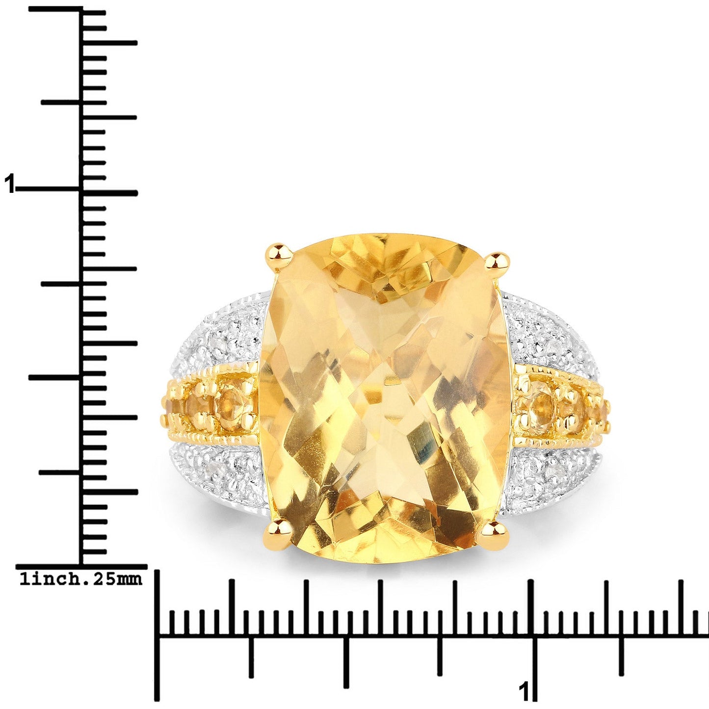 8.44 Carat Genuine Citrine and White Topaz .925 Sterling Silver Ring Bids.com